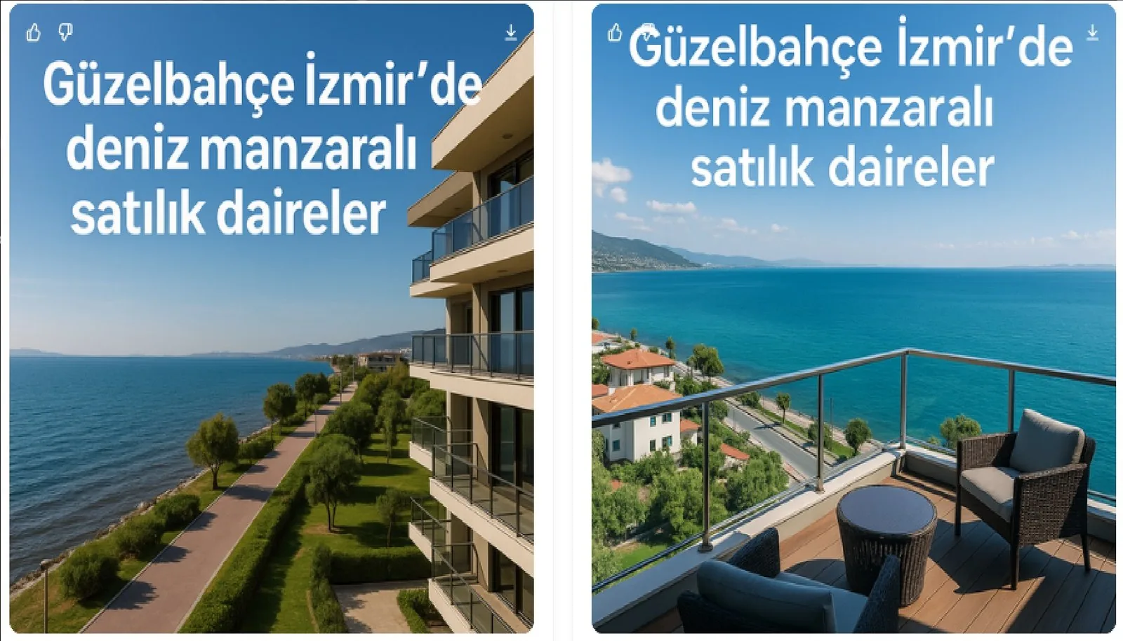 Güzelbahçe İzmir’de deniz manzaralı satılık daireler
